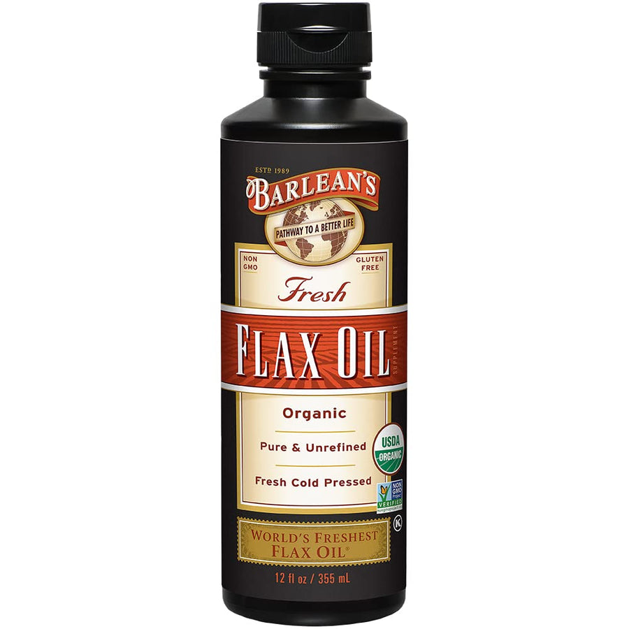 Organic Flaxseed Oil Liquid, Cold Press Flax Seeds, 7,640mg ALA Omega 3 Fatty Acid Supplement for Healthy Hair, Skin, and Eyes, Vegan & Gluten Free, 12 oz