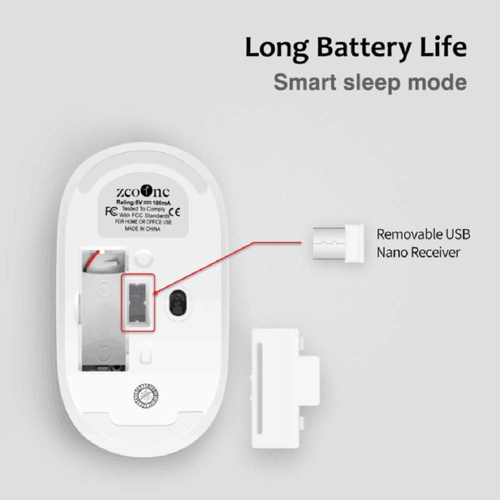 Slim Wireless Mouse, Computer Mouse 2.4G Silent Click Cordless Optical Mice with USB Receiver for Laptop, MacBook, Desktop, PC, Notebook- White and Pink