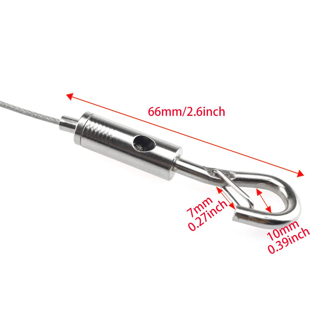 4-Pack Stainless Steel Wire Rope with Adjustable Hooks 6.5ft Length Hanging Rope for Picture/Flower Baskets/Sports Equipment/Clothesline/Luggage/Moving, Supports Up to 175lb