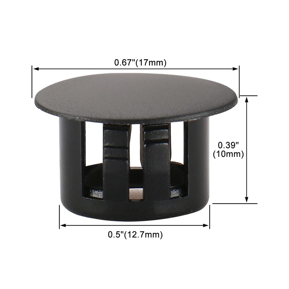 Plastic Black Locking Hole Plugs Panel Hole Diameter 1/2 (12.6mm) HP-13 Black (100PCS)