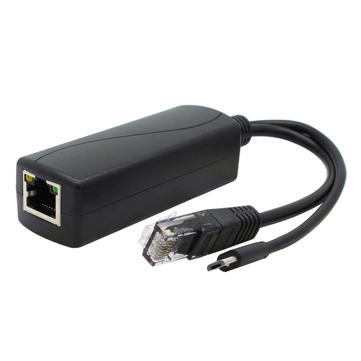 Gigabit PoE Splitter, 48V to 5V 2.4A Micro USB Ethernet Adapter, Compatible with Raspberry Pi 3B+, IP Camera and More