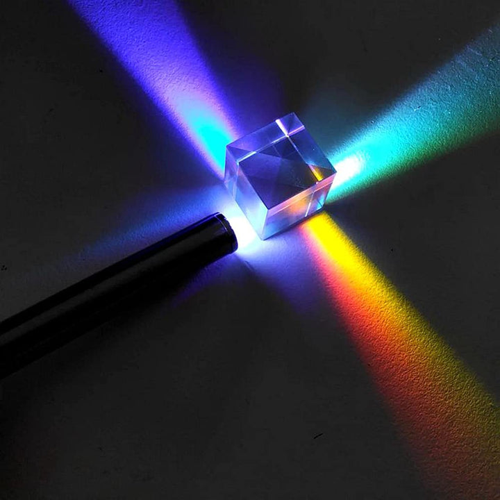 Trichroic Prism X-Cube RGB Dispersion Prism dichroic Cube, 6-Sided Polishing and Clear for Teaching of Optics, Photo Effects, and Decoration