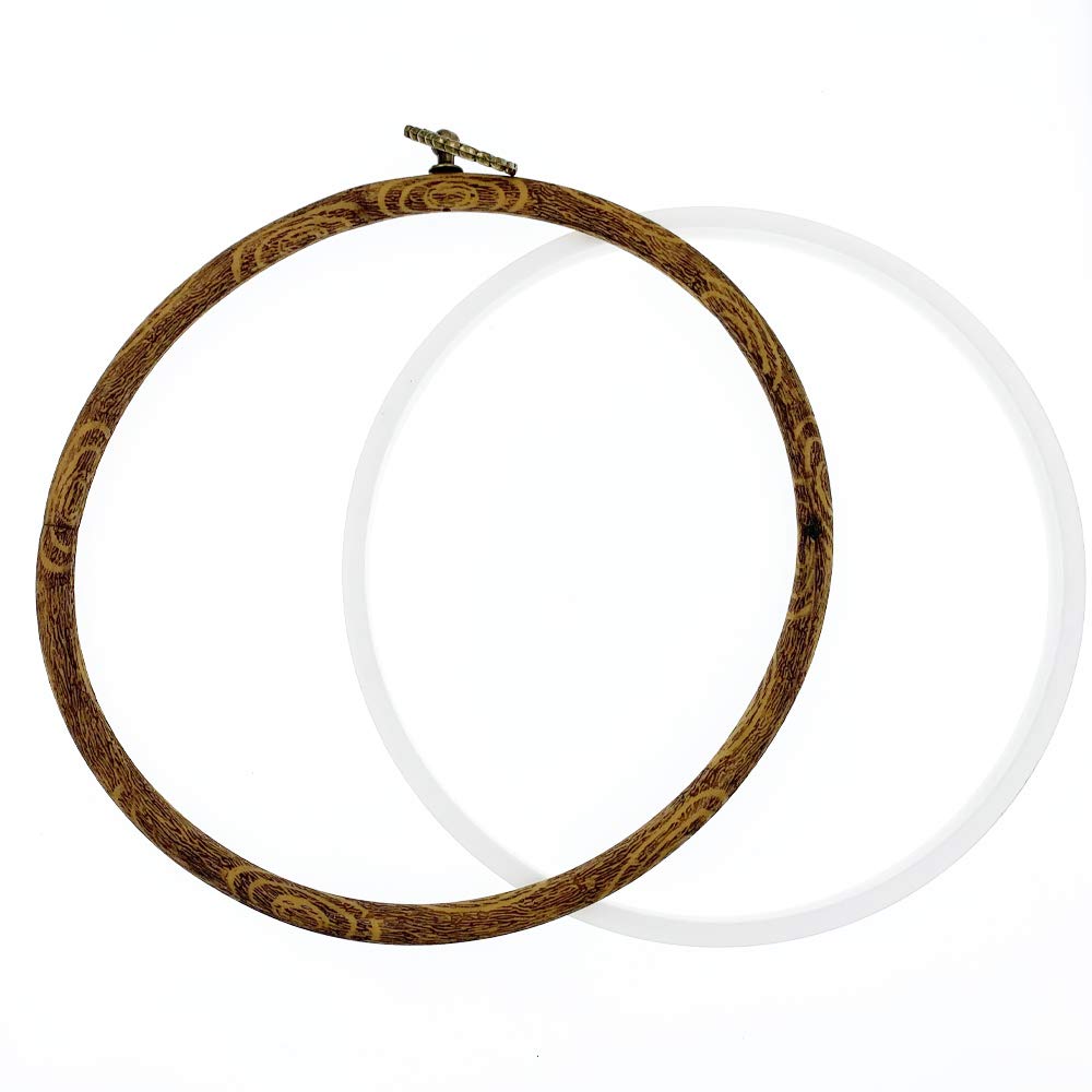 Hand U Journey 3 Pieces 10&#39;&#39; 26cm Rug-Punch Embroidery Ring Cross Stitch No Slip Hoops Set Imitated Wood Display Circle Kits for Art Craft Sewing Embroidery and Hanging