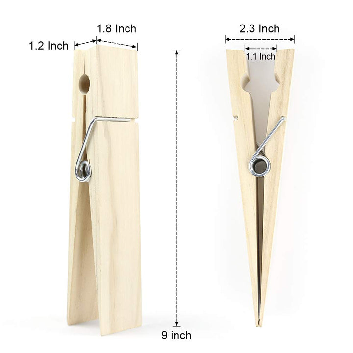 Big Clothes Pin, 1 PC Large Clothes Clip, 9 Inch Wooden Giant Clothespin, Natural Wood Jumbo Clothespin for DIY Crafts, Wedding and Bathroom Decoration