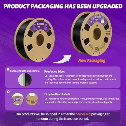 TPU Filament 1.75mm Flexible TPU Roll, 95A Soft 3D Printer Filament, 1kg Spool (2.2 lbs), Dimensional Accuracy +/- 0.02 mm (TPU Black)