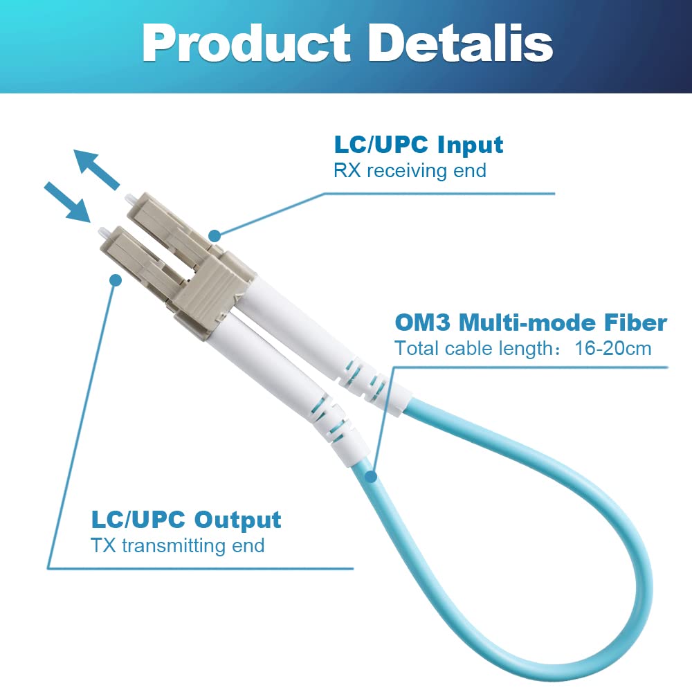 GwliUni 4 PCS OM3 Loopback Plug Tester Multimode LC-UPC