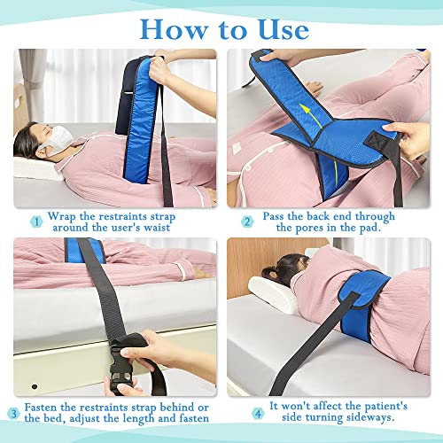 Medical Restraints for Bed Elderly Fall Prevention Devices Hospital Bed Restraints Dementia Patient Waist Control Belt Beds Guard Safety Belt for Seniors Beds Assistance Adjustable Roll Straps (Blue)