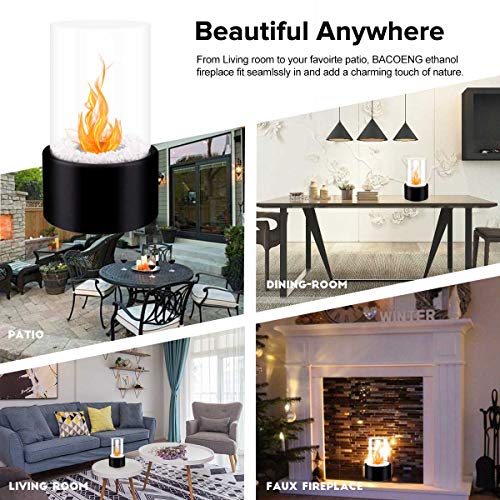 BRIAN &amp; DANY Tabletop Fire Pit, Mini Portable Indoor Fire Pit Tabletop Fireplace, Ethanol Table Top Firepit Bowl Decor Home Patio Balcony Outdoor, Black