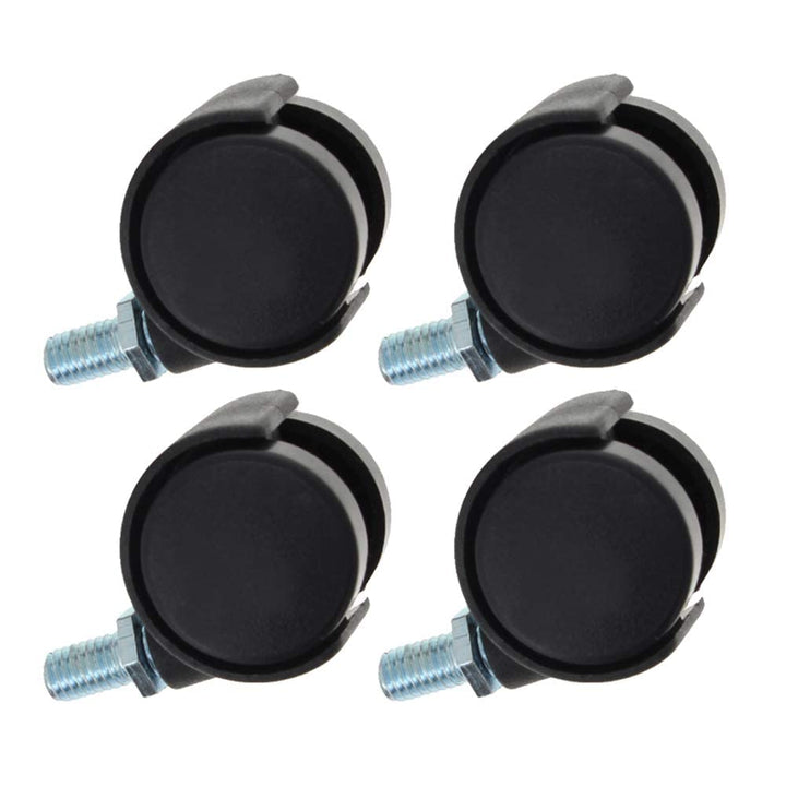 1.18 inch Wheel Dia PP Swivel Caster Wheels, Black Replacement Castors, 8mm x 13mm Threaded Stem Caster Twin Wheel Without Brake, for Furniture Cabinet, Office Chair, Kitchen Shelf 4Pcs