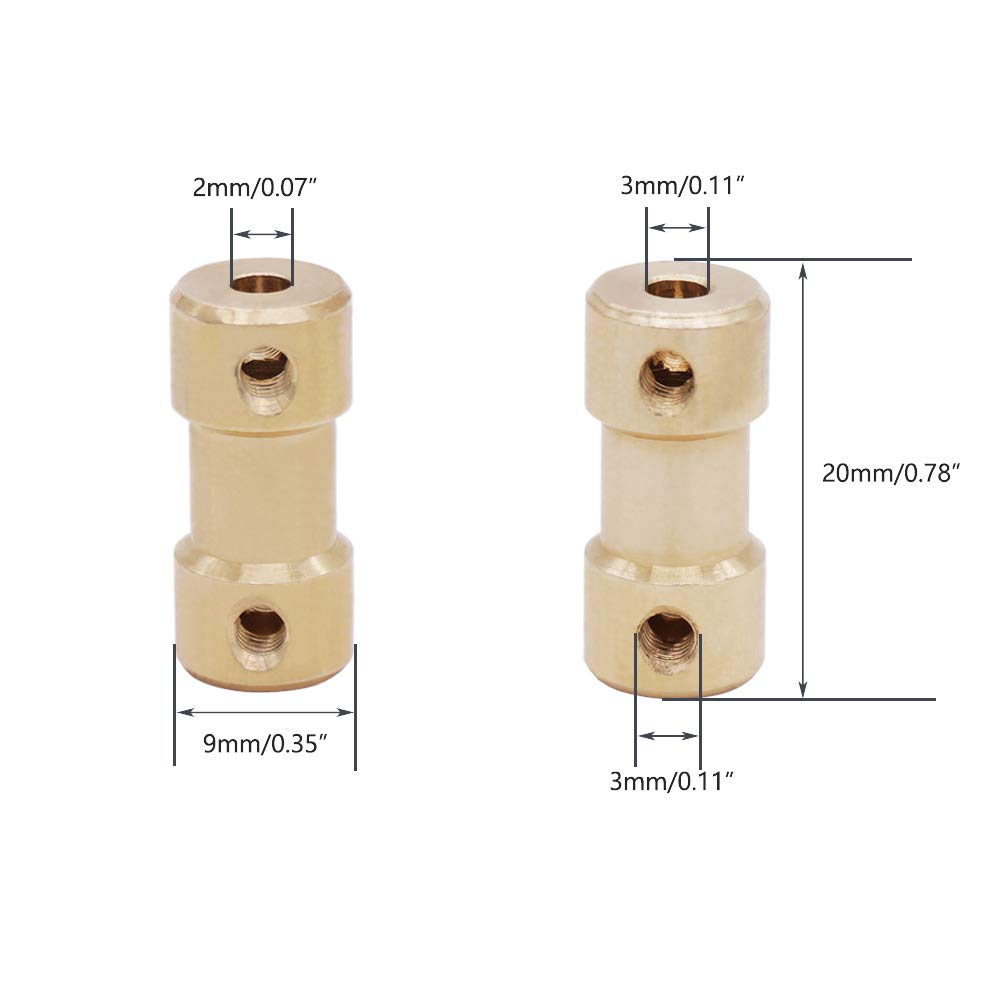 /4Pcs 2mm-3mm Brass Flexible Shaft Coupler for RC Airplane Boat Motor Transmission Connector COUPLER-GLD-2-3