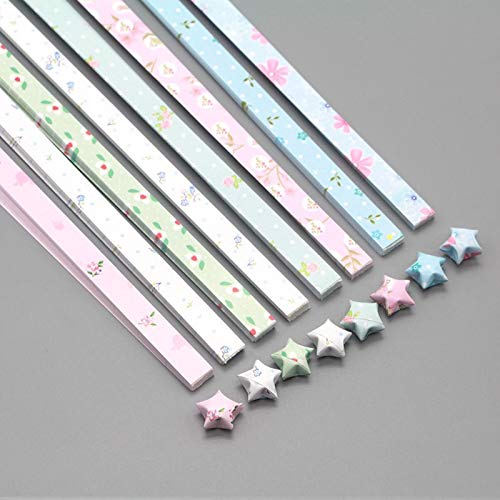 400 Sheets Cute Floral Origami Stars Paper Folding Strips Package DIY Paper