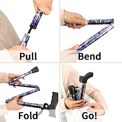 Folding Walking Cane,LIXIANG,5-Level Height Adjustable 