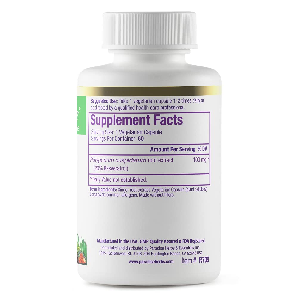 Paradise Herbs Vegetarian Capsules, Resveratrol with Gi