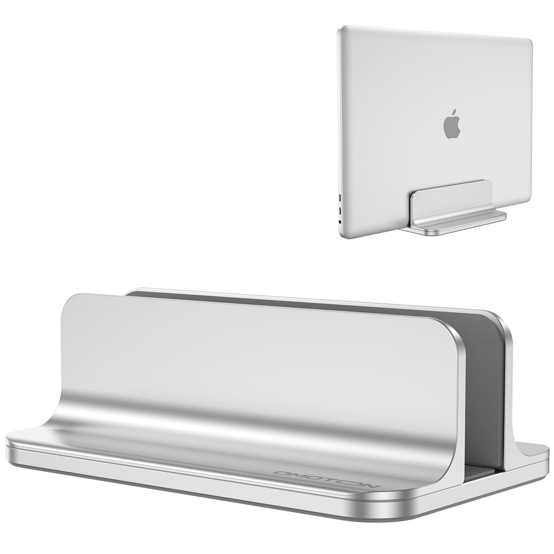 Vertical Laptop Stand Holder, Desktop Aluminum Stand for MacBook with Adjustable Dock Size, Fits All MacBook, Surface, Chromebook and Gaming Laptops (Up to 17.3 inches), Silver