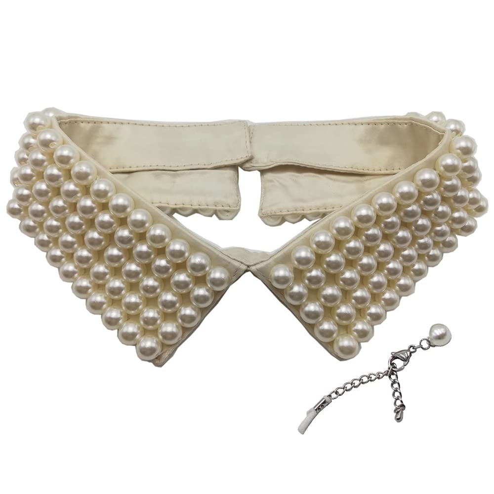 Zthread Vintage Beaded Collar Necklace Handmade Faux Pe