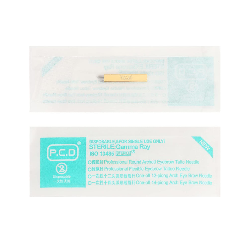 Microblading Needles,New Star Tattoo 50pcs 12 Pin Permanent Makeup Blades Manual Eyebrow Tattoo Curved Blade 12 Sloped Needles for Microblading Pen,Microblading Supplies,Microblading Kits