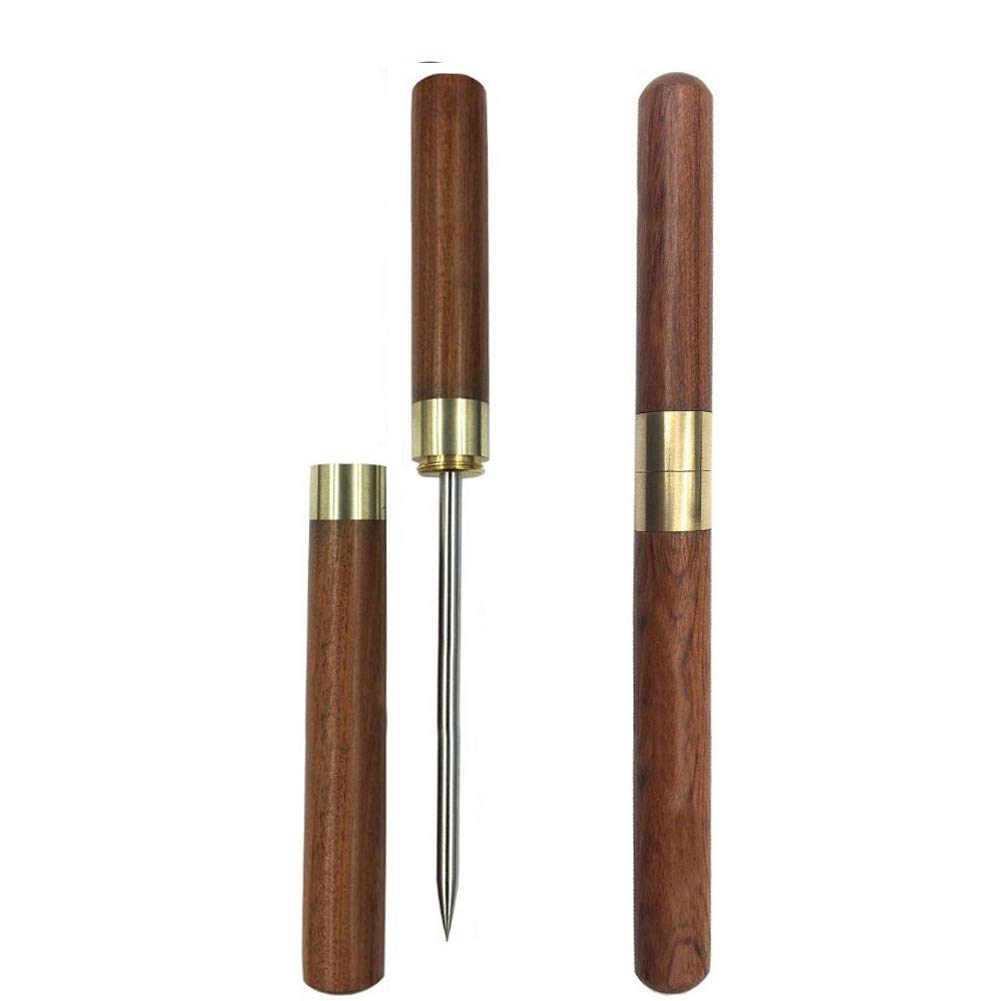 9 Ice Picks Stainless Steel Wooden Handle With Cover for Kitchen, Bars, Bartender,Picnics, Camping, And Restaurant (Red sandal wood)