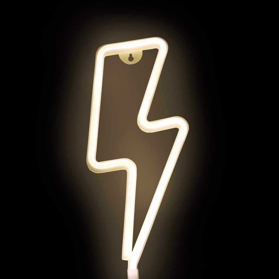USB Charging/Battery LED Neon Decorative Lights,Neon Sign Shaped Decor Light, Wall Decor for Christmas,Birthday Party, Kids Room, Living Room, Wedding Party Decor (Lightning)