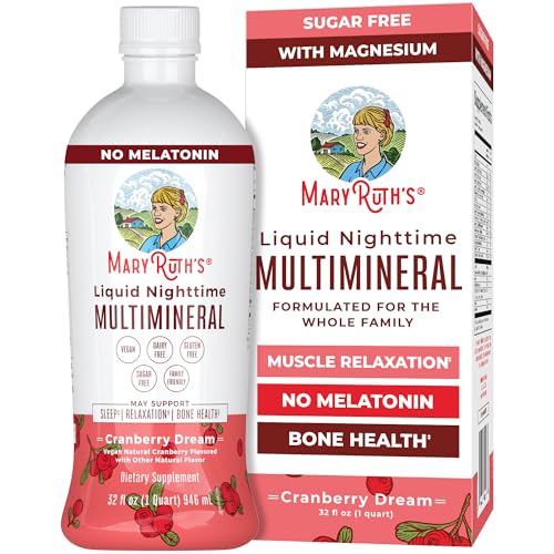 MaryRuth's Liquid Nighttime Multimineral | Sugar Free | Calm Magnesium Citrate | NO Melatonin | Calcium Magnesium Zinc | Muscle Relaxation | Available in 4 Flavors | Vegan | Gluten Free | 32 Servings