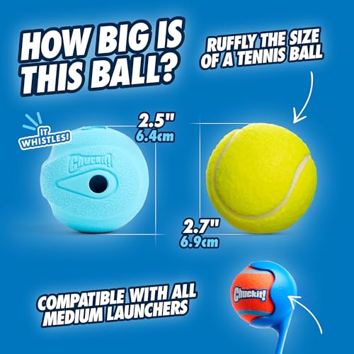 Whistler Ball Dog Toy, Pack of 2, Multicolor, Medium (2.5 Inch Diameter) for Dogs 20-60 lbs