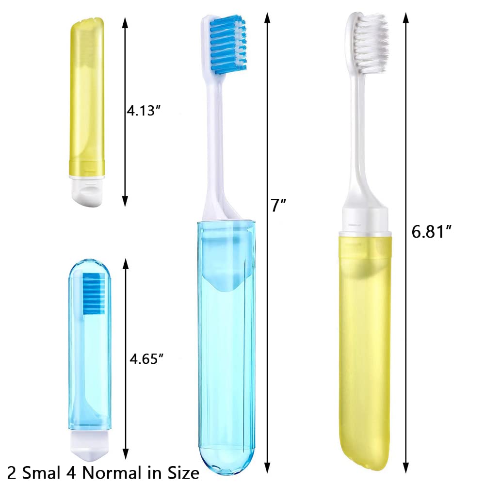 Qtopun 6 Packs Travel Toothbrushes with Cover, 4 Packs 