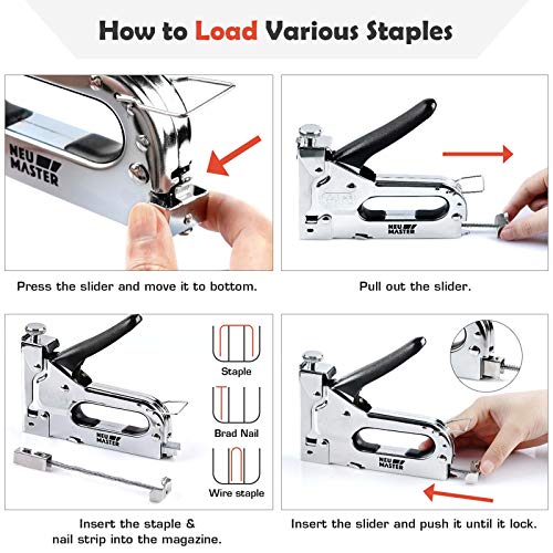 NEU MASTER 3 in 1 Staple Gun, Manual, Heavy Duty with S