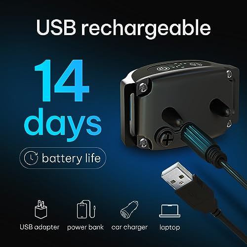 Rechargeable Dog Bark Collar - No Shock Dog Training Smart Collar - Beep &amp; Vibrating Dog Collar - Anti Bark Collar for Large Dog, Medium &amp; Small Dog - No Shock Bark Collar - 12-110 lbs