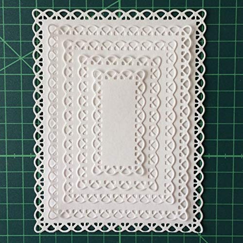 5 Pcs/Set Nested Stitched Scallop Rectangle Frame Cutting Dies,DIY Artist Metal Cutting Dies Stencils Metal Cutting Dies Scrapbooking Crafting Paper Card Make Emboss Stencil Templat 10.7X13.10 cm