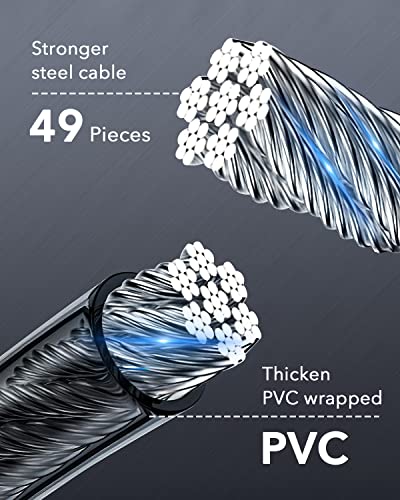 KEYSTP Bike Lock Cable, Up to 15mm Thicker Steel Cable,