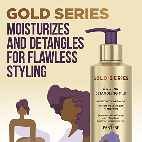 Gold Series Detangling Milk Hair Treatment for Curly Hair, Natural and Textured Hair, 7.6 Fl Oz Leave-On Hair Detangler Infused with Rich Argan Oil, Dye and Sulfate Free Formula