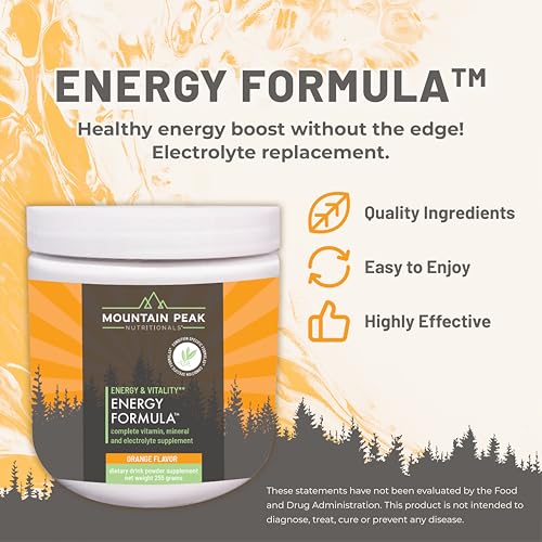 Energy Formula - All in One Multi-Mineral Powder - Complete Nutrition, Vitamin, Mineral, and Electrolyte Supplement for Men &amp; Women - Orange Flavor (255g, 30 Servings)