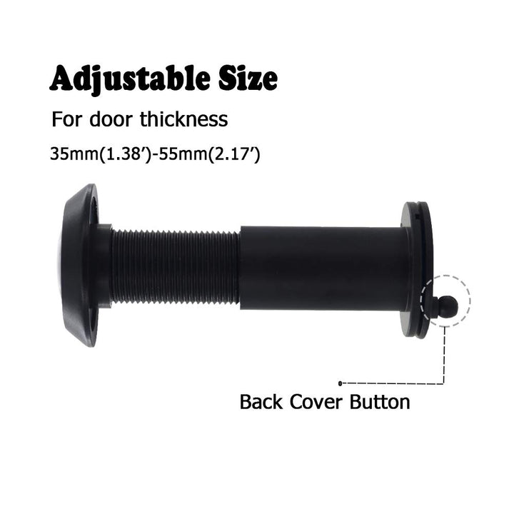 Door Viewer Peephole, Solid Brass 200-degree Door Viewer with Heavy Duty Rotating Privacy Cover for 1-3/8 to 2-1/6 Doors for Home Office Hotel (Black)