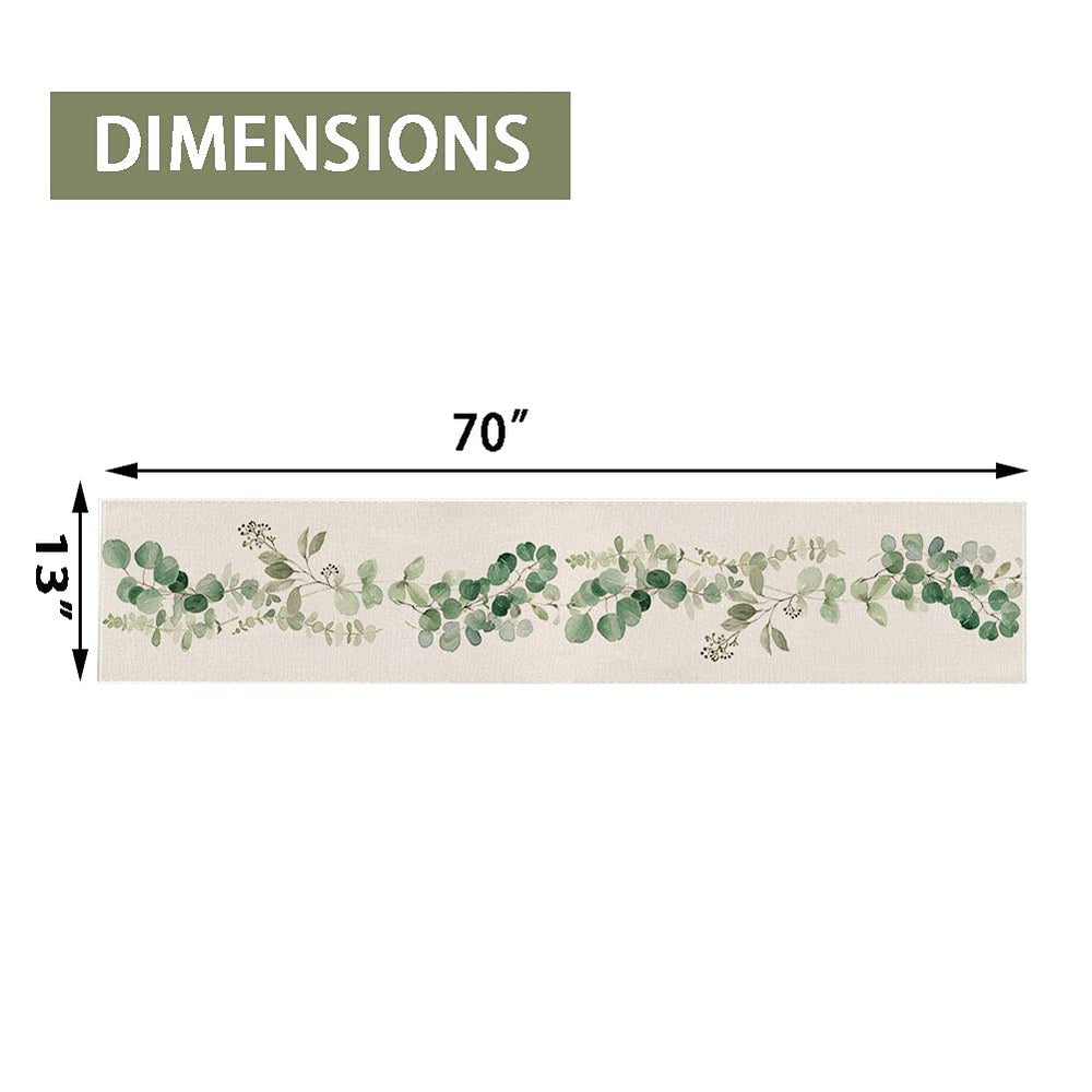 Greenery Table Runner ,Thanksgiving Table Decor Christmas Decoration Fall Table Runner for Farmhouse Decorations, Kitchen Dinning Outdoor Table Decor 13 x 70 Inch