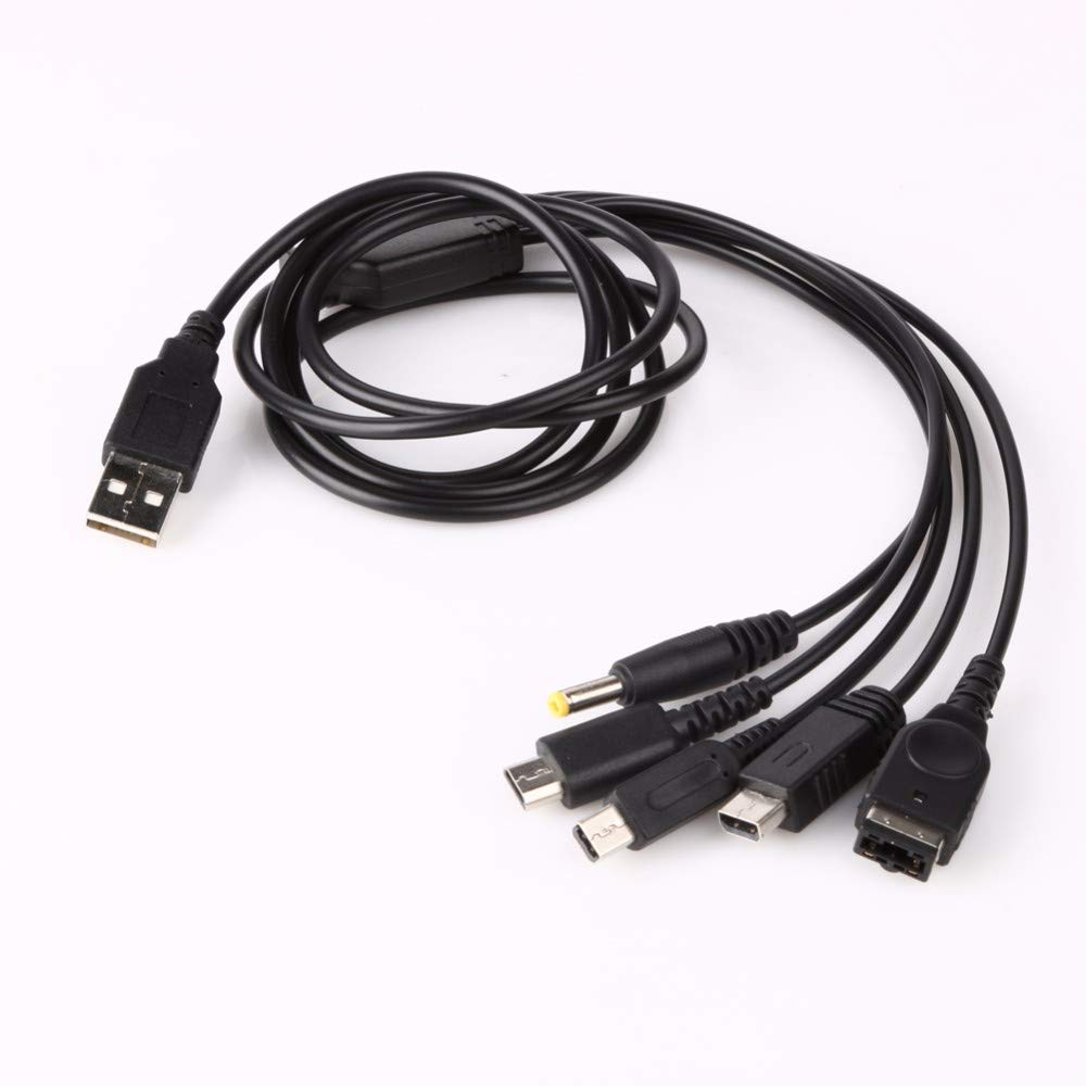 5 in 1 USB Charger Cable for Nintendo - Multi System Nintendo DSi Charger Cable Compatible with Nintendo NDS Lite, Wii U, 3DS, 2DS, PSP 1000, 2000, 3000, GBA SP - Charge All with One Cord