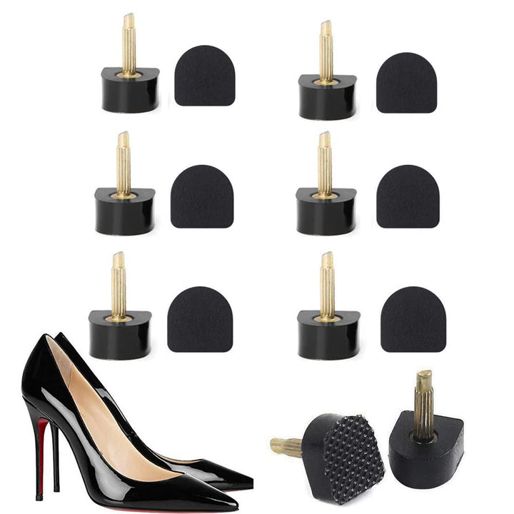 6 Pairs High Heel Tips Shoes Replacement Kit Black Durable Non-Slip U Shape Shoes Repair Tip Tap Cap for Women Size 11 12 13 mm