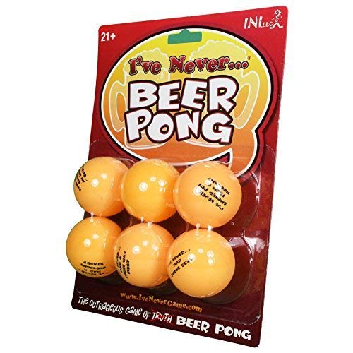 Beer Pong Balls with Two I&#39;ve Never Questions on Each Ball - Sink Your Ball, Drink Your Beer and Answer The Crazy I&#39;ve Never Question - Includes 12 Questions