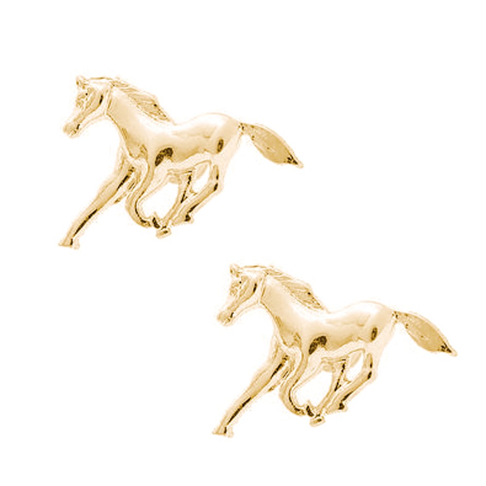 High Gloss Wild Mustang Horse Earrings (Gold)