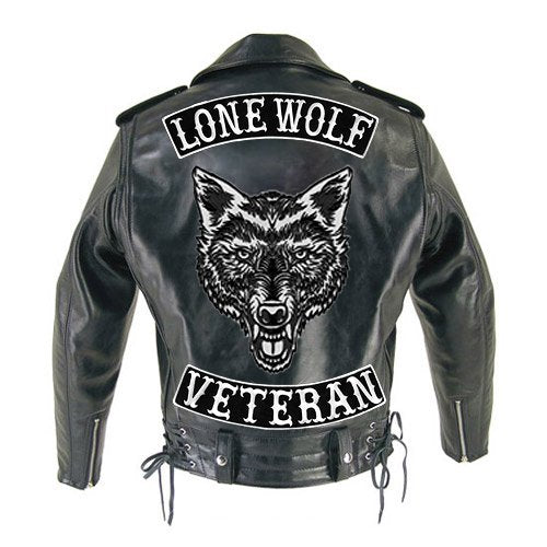 ® Veteran Patch Embroidered Iron-On Patch Jacket Rider Vest Rocker Size 12 XL USA (Black-White Bottom)