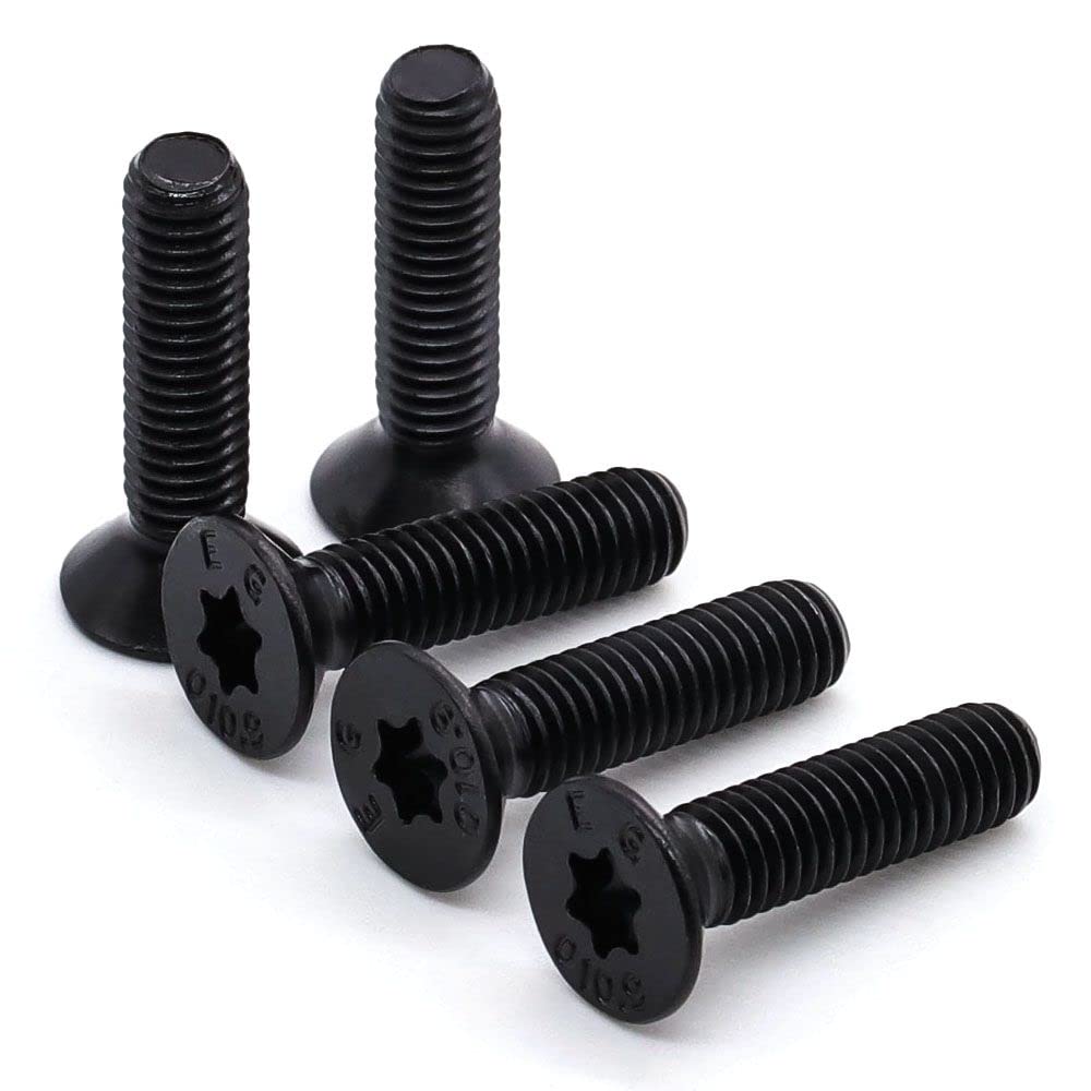 Glvaner M5-0.8 x 8mm (50 pcs) Alloy Steel Flat Head Torx Drive Machine Screws 10.9 Grade Black Oxide Full Thread Coverage