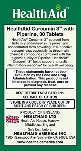 Curcumin 3, 30ct, 600mg Once Daily Tablets, Helps with 