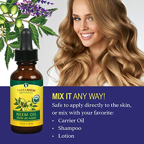 TheraNeem Naturals Neem Oil | for Healthy Skin, Hair, Nails &amp; More | Certified Organic, 100% Pure Unrefined, Cold Pressed Neem Seed Oil | 1 fl. oz