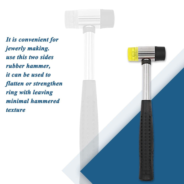 Jewelry Rubber Hammer With Stainless Steel Ring Mandrel Sizer Set Double Face Hammer Jewelers Making Tool