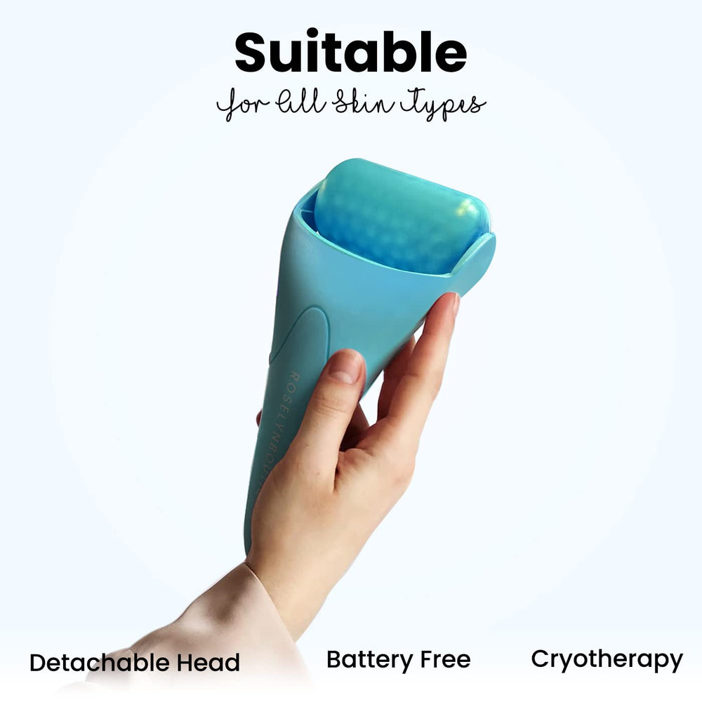 Ice Roller for Face Wrinkles Fine Lines Puffiness Stick Massager Facial Skin Care Tools Self Care Gifts for Men Women (Blue)