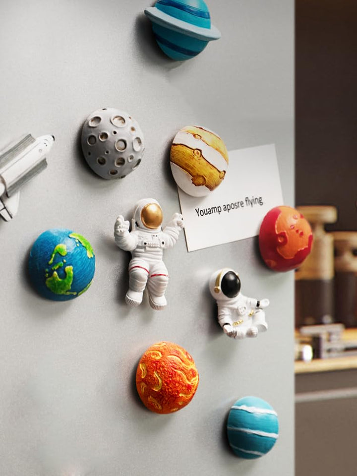 13 Pcs Astronaut Series Refrigerator Magnets, Universe Planetary Spaceship Fridge Magnets, 3D Resin Magnets for Office Whiteboard, Kitchen Decorations