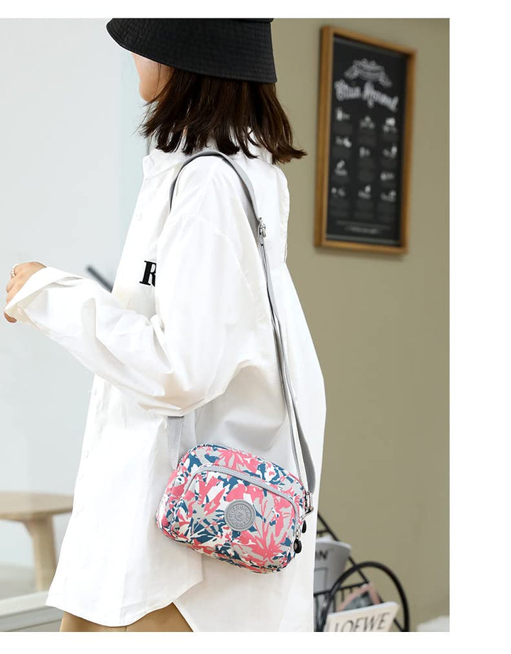 Crossbody Purses for Women Lightweight Small Travel Bag Shoulder Purses and Handbags with Multi Zipper Pockets (Colorful Flower)