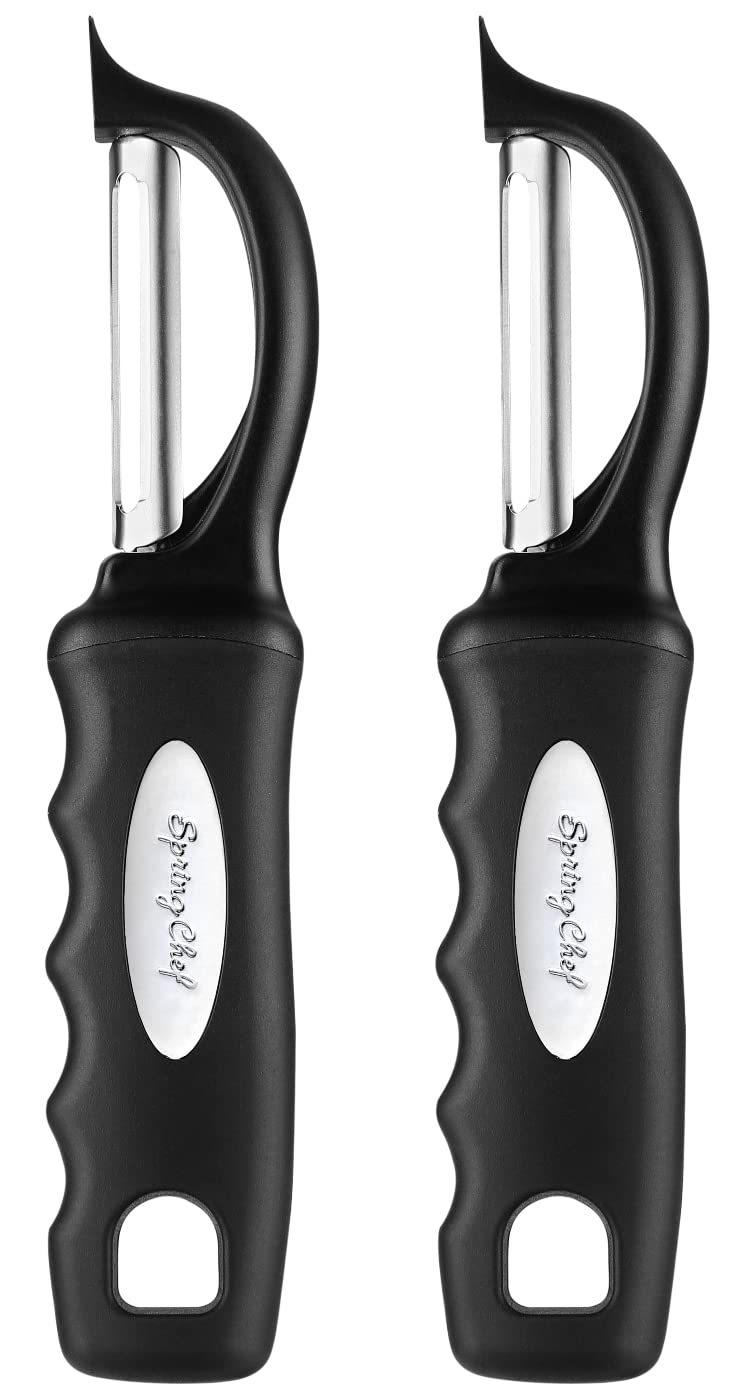 Premium Swivel Vegetable Peeler, Soft Grip Handle and Ultra Sharp Stainless Steel Blades - Perfect Kitchen Peeler For Veggie, Fruit, Potato, Carrot, Apple - Black - Set of 2