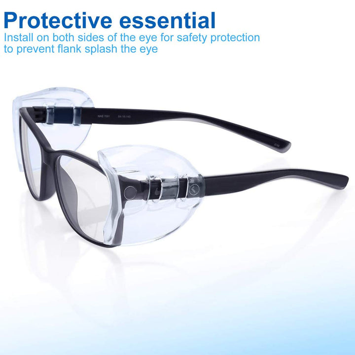 KMDJG 5 Pairs Safety Glasses Side Shields,Slip on Clear Side Shields,Fits Small to Medium Eyeglasses Frames(4 Pairs Clear and 1 Pair Transparent Black)