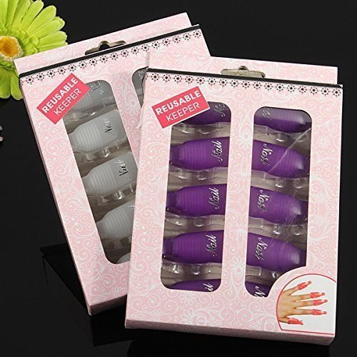 10Pcs Acrylic Nail Art Polish Remover Wrap Cleaner Superior Clip Caps (Purple)