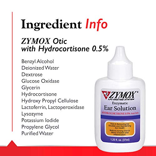 ZYMOX Enzymatic Ear Solution with 0.5-Percent Hydrocortisone, for Dog &amp; Cat, 1.25 oz