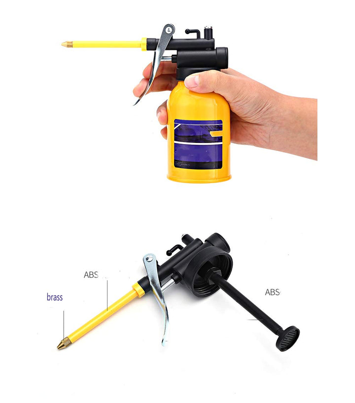 Professional 250ML/8 oz Metal High Pressure Feed Oil Spray Gun Bottle Oil Can Pump Oiler with Long Nozzle